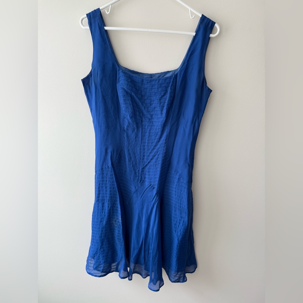 Twenty8Twelve Blue Fit and Flare Silk Mini Cocktail Dress Size 14 - Picture 2 of 6